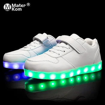 Размер 25-37 детска led обувки светещи маратонки, Детски красовки с подсветка, USB Light Up Shoes светещи маратонки за момчета момичета