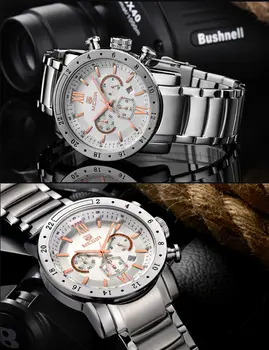 MEGIR хронограф мъжки часовници Топ луксозна марка часовници стомана каишка дата мъжки кварцов мъжки часовник военни армейските спортни часовници 3008