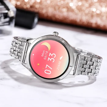 Smart Watch Women Diamond Каишка САМ Watch Full Face Stainless Steel Smart Watch for Women IP68 Waterproof LEMFO LW07 Watch Women