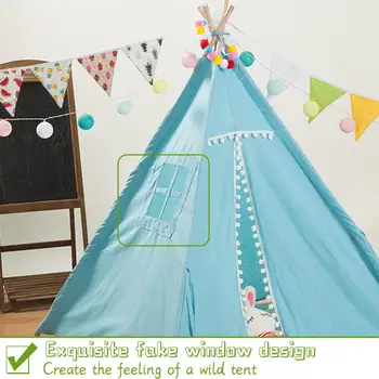 Tipi шатра за децата Play-Tent Teepee House вигвам стая детска палатка Game-House триъгълник вигвам кожени топки спален купол 135см