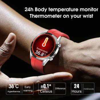 Сребърен стомана смарт часовници мъжете следи температурата на тялото IP68 ЕКГ ТОЧКИ BP сърдечната честота фитнес тракер нов T03 Спорт Smartwatch жени
