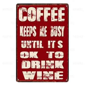 Кафе знак на старите стени декор на табели, метални ретро постер декоративни кафе чинии калай кафе украса 20x30 см