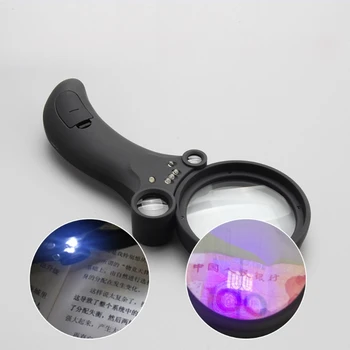 Универсална лупа с 4LED + 1 UV-подсветка на най-високо увеличение до 55x лупа многократна леща за четене, монети, Sta