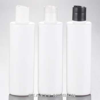 BEAUTY MISSION 24 бр по 250 мл са празни бели пластмасови бутилки от шампоан с твърд диск, капак,празни етерични масла козметична опаковка гел за душ