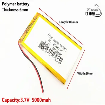 Литровата енергийна батерия добро качество 3.7 V,5000mAH,6060105 полимерна литиево-йонна / литиево-йонна батерия за играчки,POWER BANK,GPS,mp3,mp4