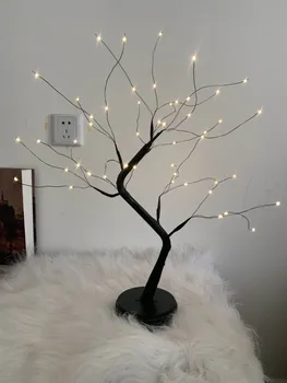 Уютна спалня дърво светлина LED сензорен режим на USB куплунга, а цветна Декоративна лампа настолна лампа нощна светлина подарък за Нова година момичета