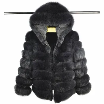 2020women'S естествена кожа лисица с къс ръкав, шапка, подвижни четири-на-един истински Лисича кожа палто Европейския щанд зимата на топло мода C