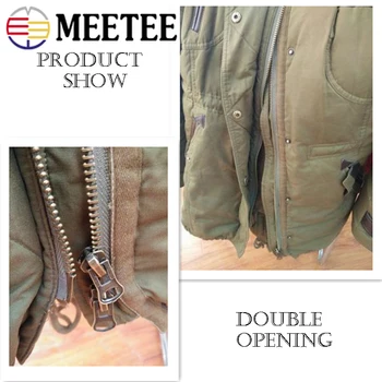 Meetee 8# метален цип 70/80/90/100/120 см двойни плъзгачи за палто пуховик Zip Ремонт Clothing, DIY Sewing Tailor Accessories