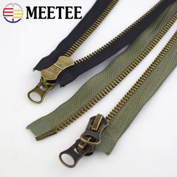 Meetee 8# метален цип 70/80/90/100/120 см двойни плъзгачи за палто пуховик Zip Ремонт Clothing, DIY Sewing Tailor Accessories