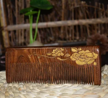 ZGTGLAD естественото здравеопазване Златен Сандаловый гребен за коса антистатични дървен гребен масаж резба златна фигура джоб пити