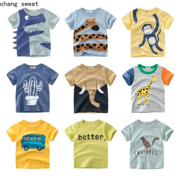 Памук момчета тениска деца печат с къс ръкав за момичета, детски блузи за лятото детската чай детски дрехи писмо Коледна риза