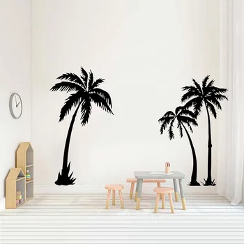 Комплект от 3 150 см ширина Палма летен плаж стикер на стената дневна зала за игри Палма лятно растение стикер за стена на спалня винил