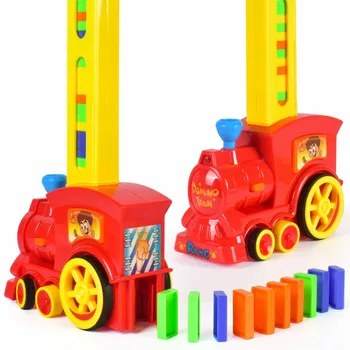 60+20pcs влак електрически Домино Модел автомобил автомобил магически автоматично набор от цветни пластмасови Домино играчки подарък игра за момчета деца
