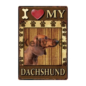 [ Kelly66 ] домашни любимци кучето I Love My Basenji Мопс Неща, дог метална табела Начало Декор Bar Wall Art Painting 20*30 см размер Dy128