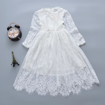 Afairytale Girls Dress 2018 New Дантела гърлс Clothes White long sleeves Children Princess Летни детски дрехи Бебешки girls Dresses