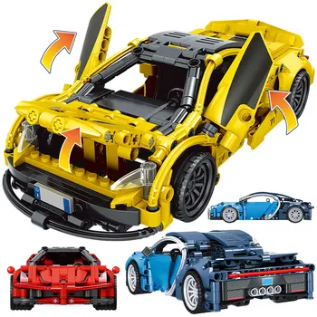 Град отстъпи механичен суперавтомобил строителни блокове, създател на техника за състезателен автомобил Автомобил MOC модел тухли забавни играчки за момчета