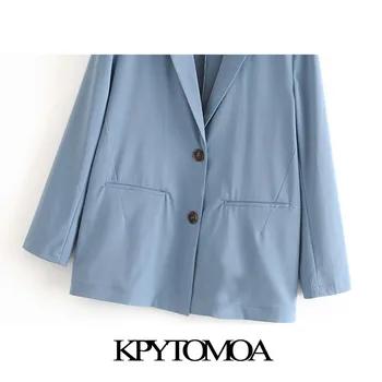 KPYTOMOA Women 2020 Fashion Office Носете однобортный блейзър палто реколта с дълъг ръкав джобове на Дамски връхни дрехи и шикозни блузи