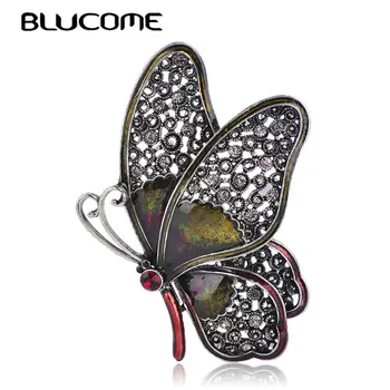 Blucome Реколта Брошка Пеперуда Цветни Емайлирани Брошки Насекоми Бижута За Жени, Момичета Дрехи Джоба Шапка Игли Бижута Подаръци