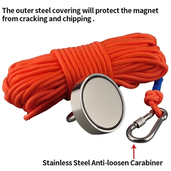C60L 220 кг риболовен Магнит за дизайн на етикета спасителна Магнит света на големите неодимовых магнити N52 търсене магнит с 10 м въже, ръкавици и чанта