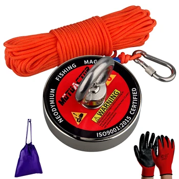 C60L 220 кг риболовен Магнит за дизайн на етикета спасителна Магнит света на големите неодимовых магнити N52 търсене магнит с 10 м въже, ръкавици и чанта