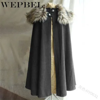 WEPBEL Vintage Ranger палто готически стил мъжки зимни средновековна наметало на викингите палто кожа яка наметало steampunk дъждобран