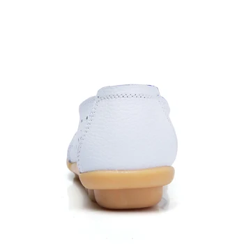 EOFK летни дамски обувки на плоска подметка ръчно изработени кожени лоферы бели дишащи слипоны Дамски обувки, мокасини