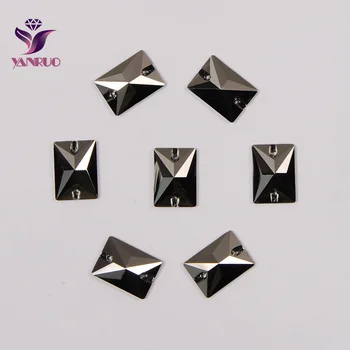 YANRUO Jet хематит 3250 правоъгълник 13x18mm 18x25mm шиене на камъните плоски заден панел шевни Кристал кристал Кристал камъни