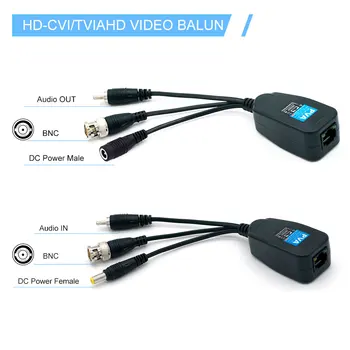 Аудио Balun сила HD 8MP BNC видео към конектора RJ-45 радиостанцията HD-CVI/TVI/AHD за системи, камери за следене на сигурността ВИДЕОНАБЛЮДЕНИЕ