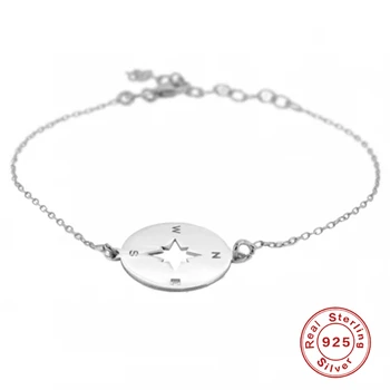 ROMAD 925 стерлинги сребърни гривни за жени, гривни, сребърни гривни верижка мода S925 сребро компас гривна