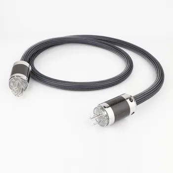 D5038 Hi-End PCOCC меден захранващ кабел с углеродным влакно родиевое покритие AC US/EU прозрачен включете щепсела за захранване и аудио кабел захранване кабел