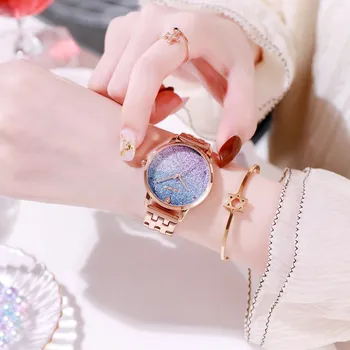 ANANKE жените нови кварцови часовници звездното небе наклон циферблат петно стоманена каишка, японски механизъм, дамски модни часовници AN29