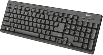 Trust Ziva-безжична клавиатура и мишка, английски оформление, черно QWERTY (стандарт)