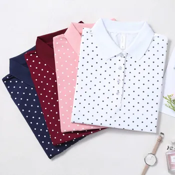 Ruoru M-4XL плюс размера на памук Dot риза с къси ръкави Жени 2018 Femininas риза лятото с къс ръкав Polo Femme високо качество дамски Поло