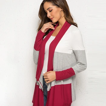 2019 пролет есен жилетка жени с дълъг ръкав три-цвят, контраст мозайка модални жилетка палто дамска блуза женски Cardy