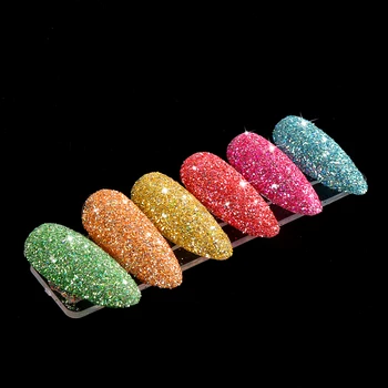 6Colors Laser Блестящи Rainbow Glitter Powder Glitter Nail Powder Сиянието Sugar Glitter Nail Candy Coat Powder Нокти Dust САМ Tips