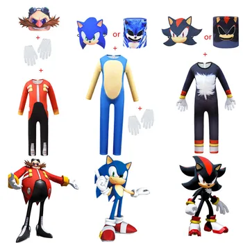 Децата гейм герой от аниме cosplay Хелоуин костюм Sonic на Таралеж карнавални костюми за деца момчетата дрехи черен син