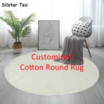 Silstar Текс памук кръгла мат сгущает йога килим диаметър 90 см индивидуален логото на шаблона врати килим тъкани за баня диван у дома