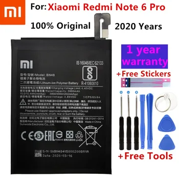 Xiaomi телефон, батерия BN48 4000 ма с голям капацитет, високо качество, подмяна на батерията за Xiaomi Redmi Note 6 Pro + средства + стикери