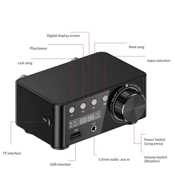 50WX2 Bluetooth 5.0 Power Amplifier Board TPA3116 Stereo Receiver Home Car Audio Amp USB U-disK TF Music Card Player усилватели