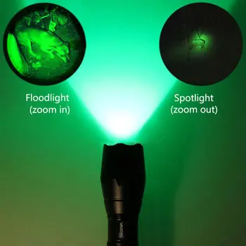5000 LM зелен / червен / бял ловен Факел тактически мащабируем фенерче + щипка за поглед+18650 акумулаторен комплект + дистанционно управление превключвател на налягане