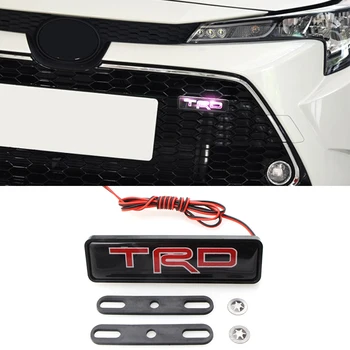 ABS хром колата на предната решетка на предния капак LED декоративен светлина за TRD лого Crown Corolla Reiz състезателни аксесоари автомобилни продукти