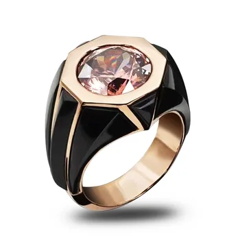 Уникален осмоъгълник розов кристал годежен пръстен за младоженци годежен пръстен коктейл, годишнина, бижута Свети Валентин подарък