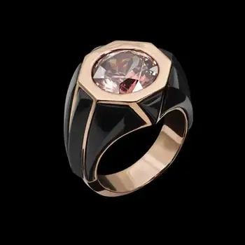 Уникален осмоъгълник розов кристал годежен пръстен за младоженци годежен пръстен коктейл, годишнина, бижута Свети Валентин подарък