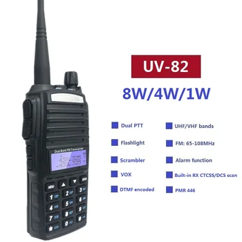 Реални 8 W Baofeng UV-82 Уоки Токи морски CB Радио радиоприемник UV 82 Ham скенер радио предавател UV82 за лов