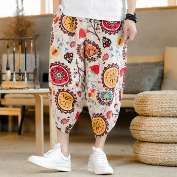 2020 годишен китайски стил етнически стил цветен принт цветни ежедневни панталони голям е размерът на свободни мъжки модерни панталони 11 цвята M-5XL