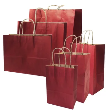 10 бр./лот подаръчни торби с дръжки многофункционални червени хартиени торби 6 размер перерабатываемый чанта защита на околната среда дрехи, обувки и чанта