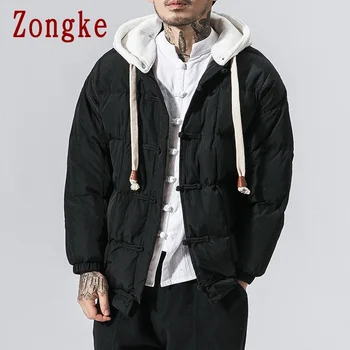 Zongke зимно яке мъжете паркове 2020 зимно палто мъжко яке китайски стил ежедневно мъжко зимно яке палто с качулка, топло M-5XL