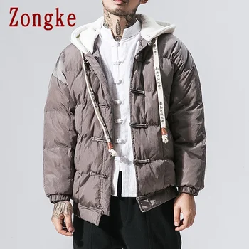 Zongke зимно яке мъжете паркове 2020 зимно палто мъжко яке китайски стил ежедневно мъжко зимно яке палто с качулка, топло M-5XL