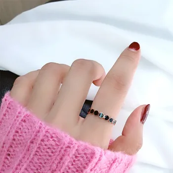 ЮН RUO 2020 Черно эмалевое пръстен rose gold цвят на мода 316 L Титановая стомана бижута подарък за рождения Ден на една жена никога не изчезва спад доставка