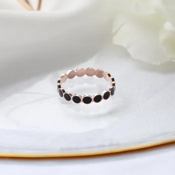 ЮН RUO 2020 Черно эмалевое пръстен rose gold цвят на мода 316 L Титановая стомана бижута подарък за рождения Ден на една жена никога не изчезва спад доставка